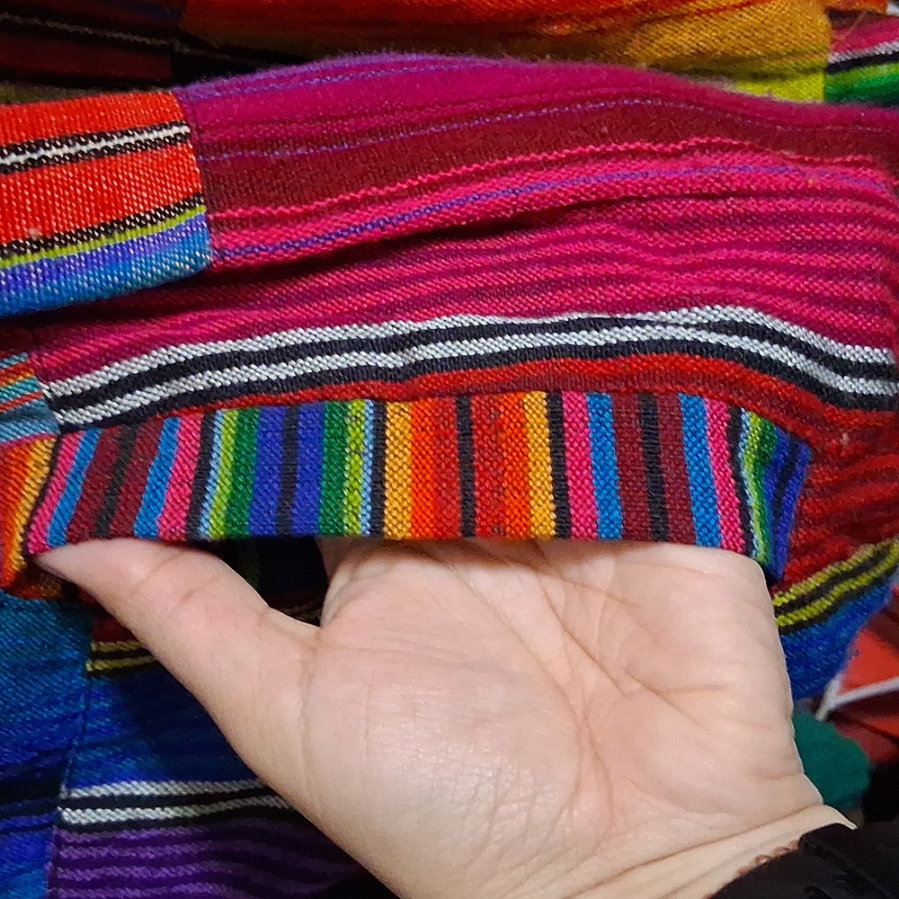 Handmade Serape Multicolor Western Bohemian Zip Up Jacket Size Large - Picture 8 of 9